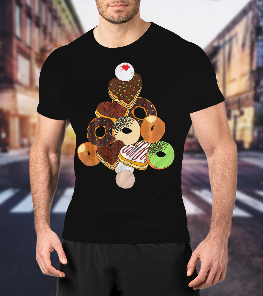 Christmas Tree Made Of Festive Holiday Donuts T-Shirt