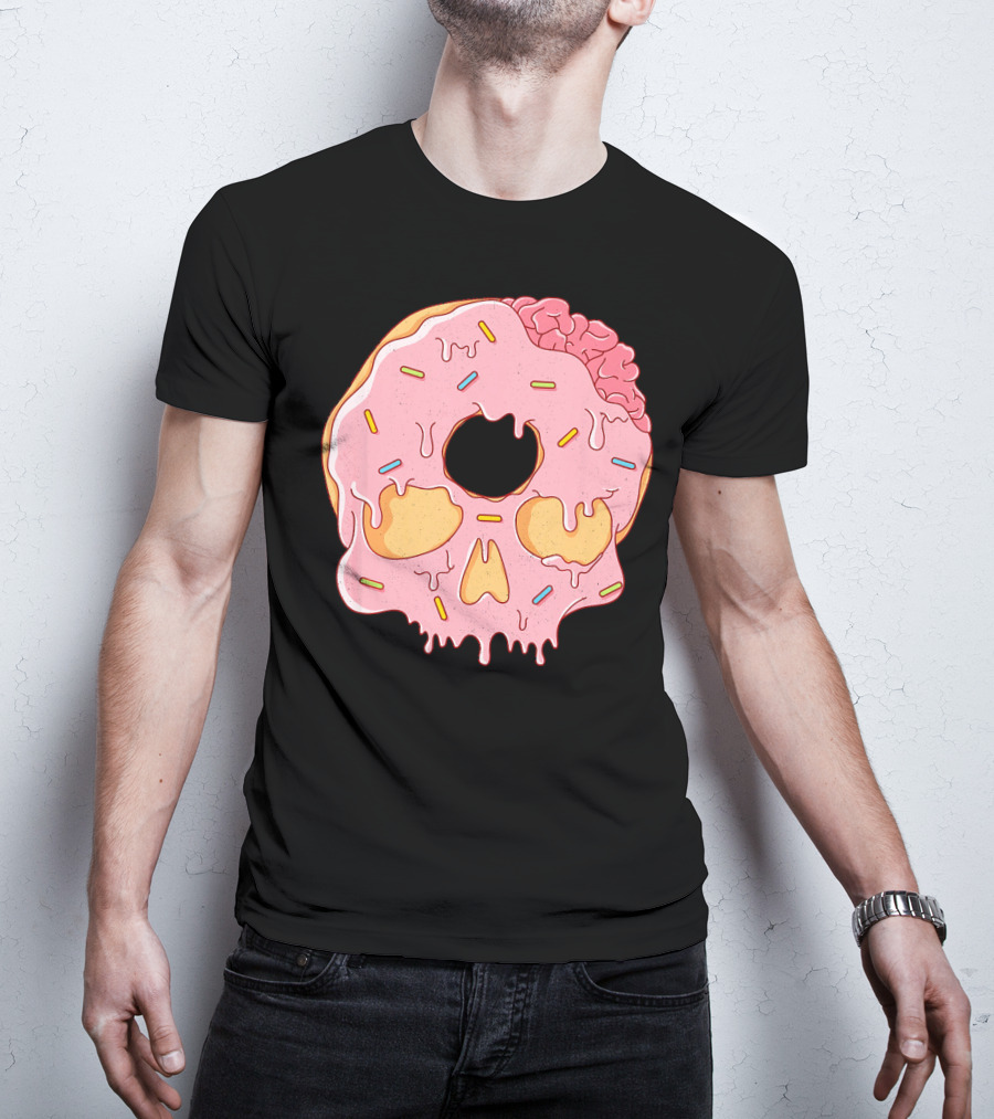 Donut Skull With Sprinkles And Brain Drip T-Shirt