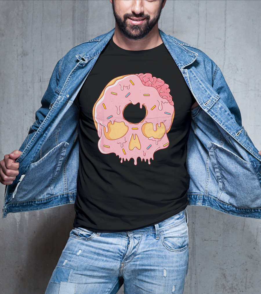 Donut Skull With Sprinkles And Brain Drip T-Shirt
