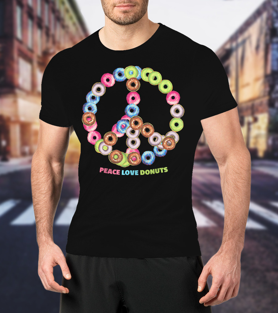 Peace Love Donuts For Bakers Pastry Doughnut Peace Sign T-Shirt