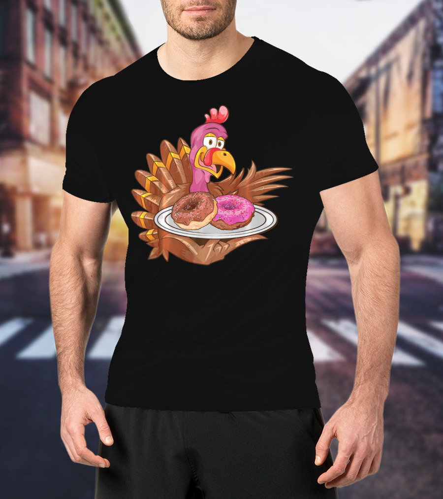 Cute Turkey Serving Donuts T-Shirt