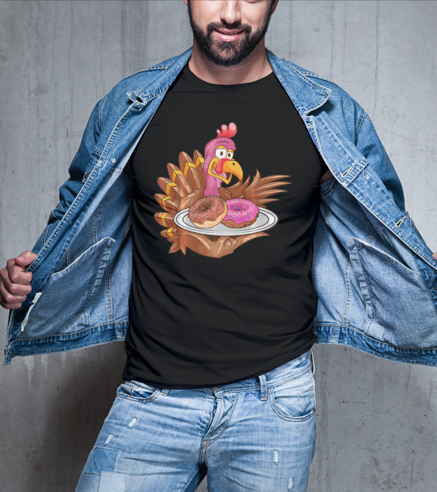 Cute Turkey Serving Donuts T-Shirt