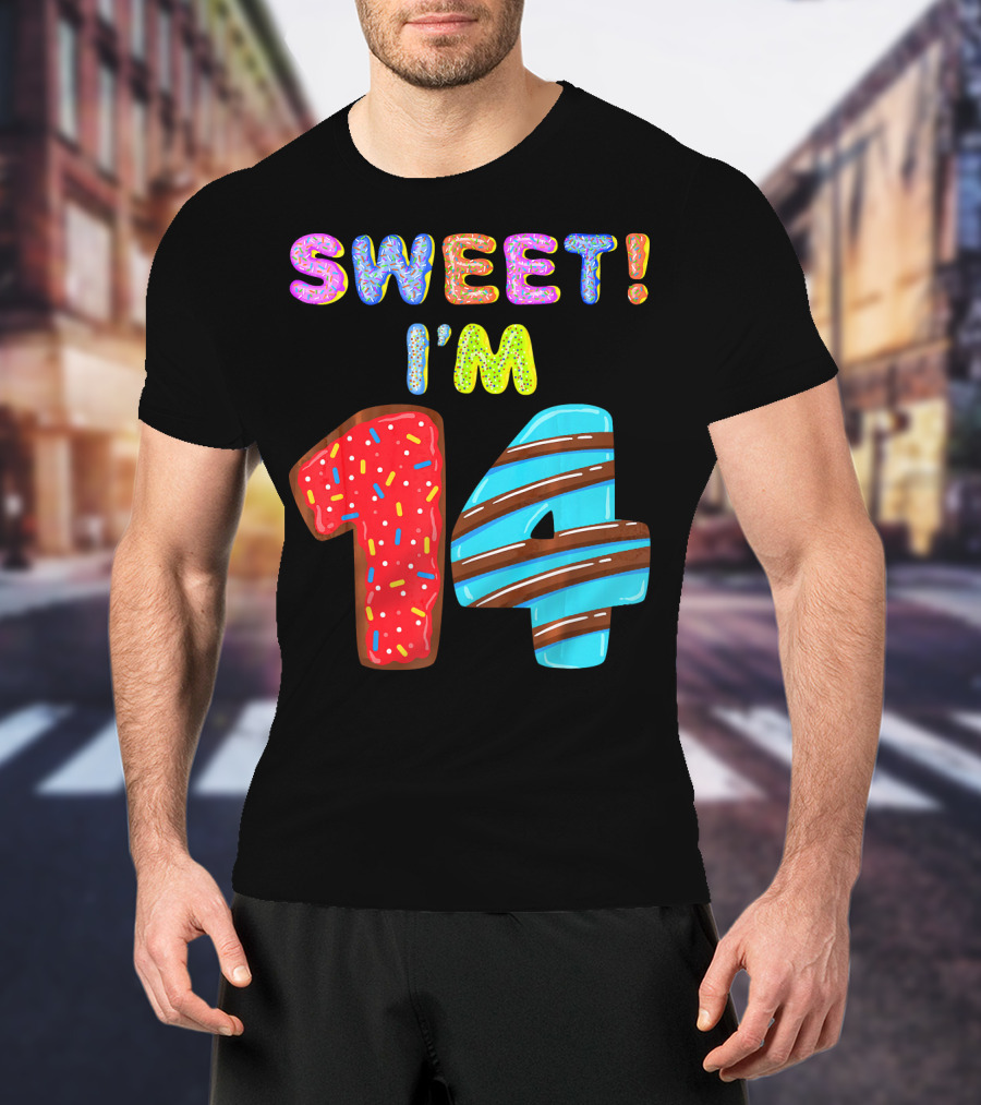Sweet I'm 14 Birthday Donut Sprinkles Fun T-Shirt