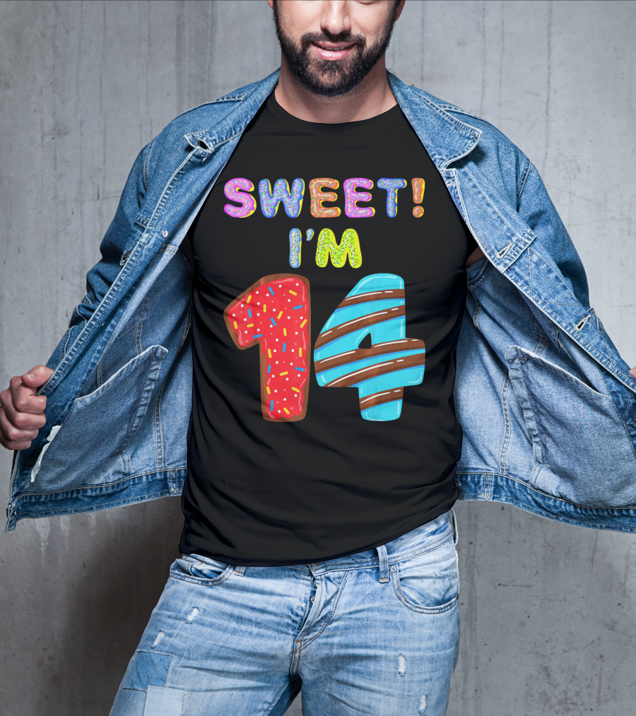 Sweet I'm 14 Birthday Donut Sprinkles Fun T-Shirt