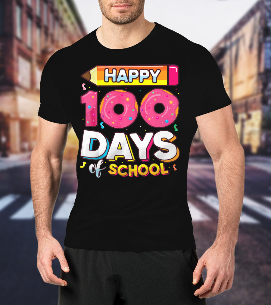 Happy 100 Days Of School Funny Donut T-Shirt