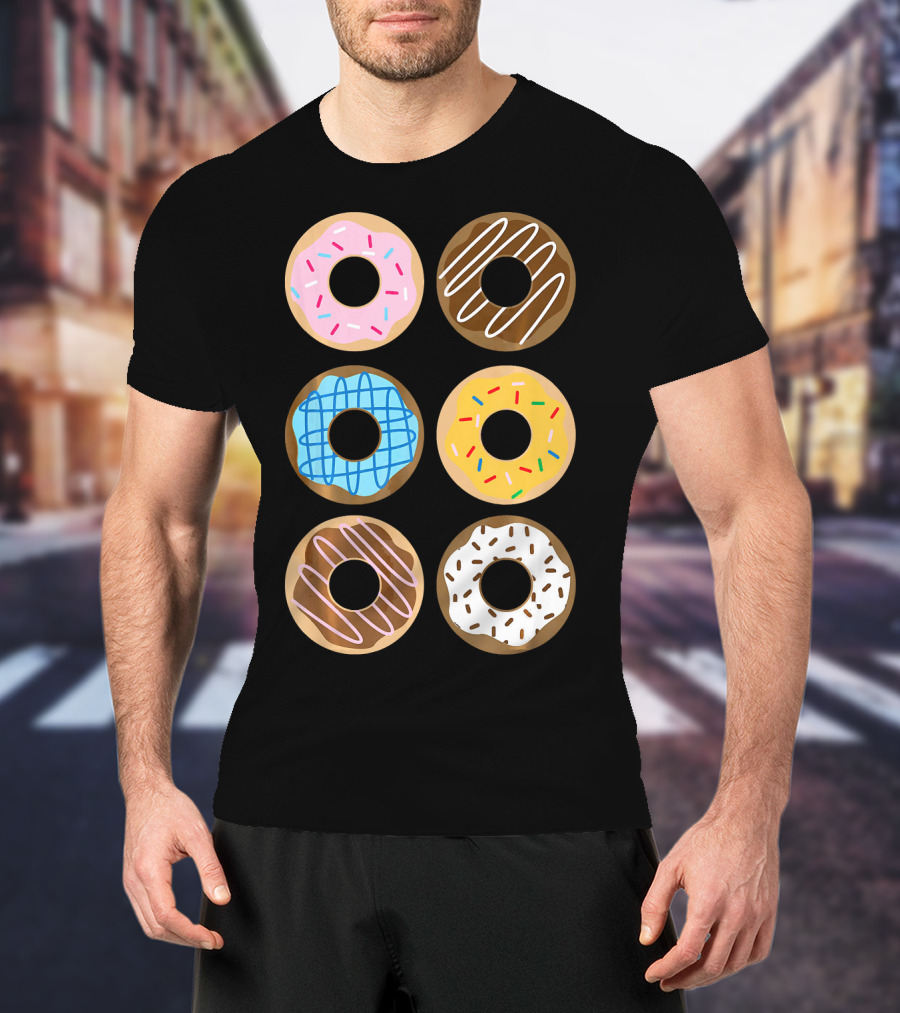 Cute Donut 6 Fun Sprinkled Doughnuts Delight T-Shirt