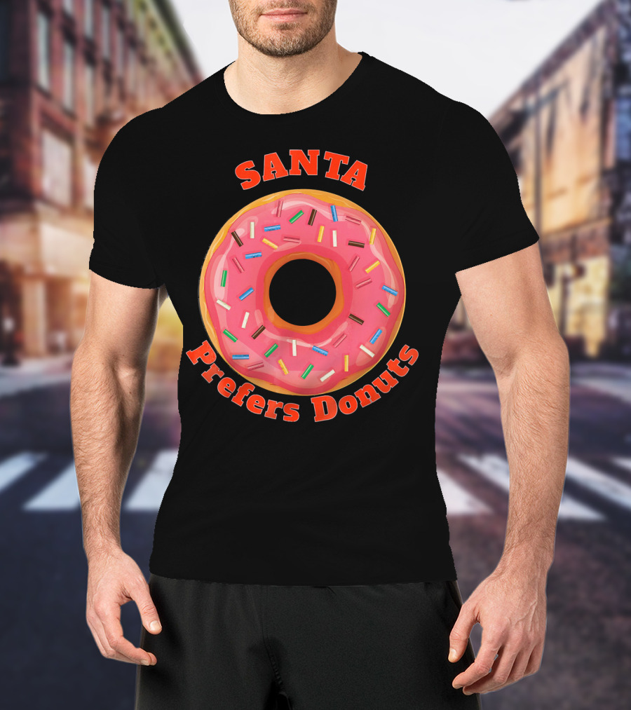 Santa Prefers Donuts Pink Sprinkled Delight T-Shirt