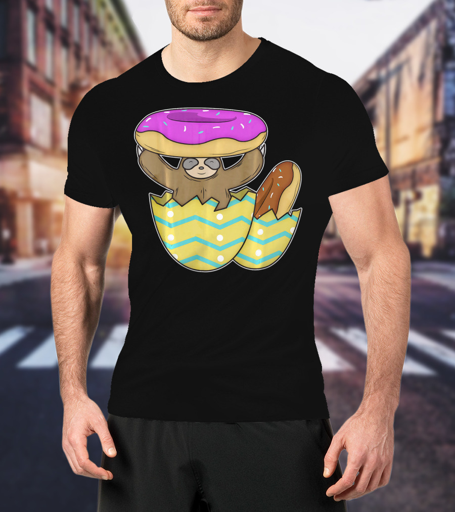 Sloth Easter Egg With Donut Hat T-Shirt