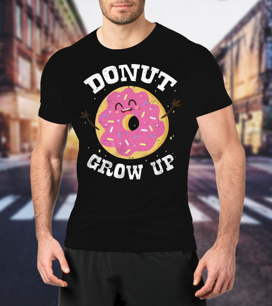 Donut Grow Up Cute Pink Frosted Dessert Foodie T-Shirt