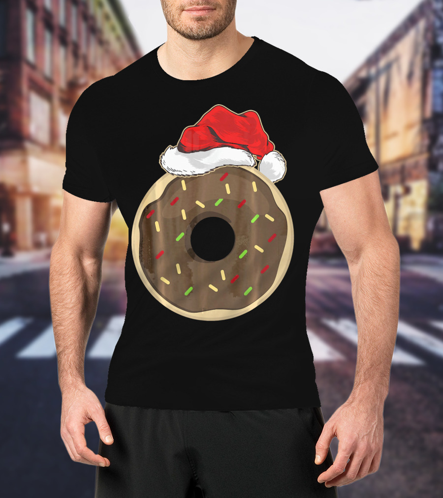 Santa Hat Donut Lover Christmas Treat T-Shirt