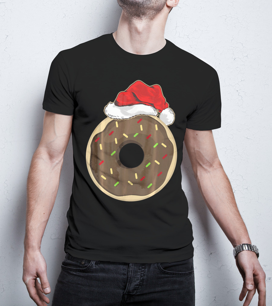 Santa Hat Donut Lover Christmas Treat T-Shirt