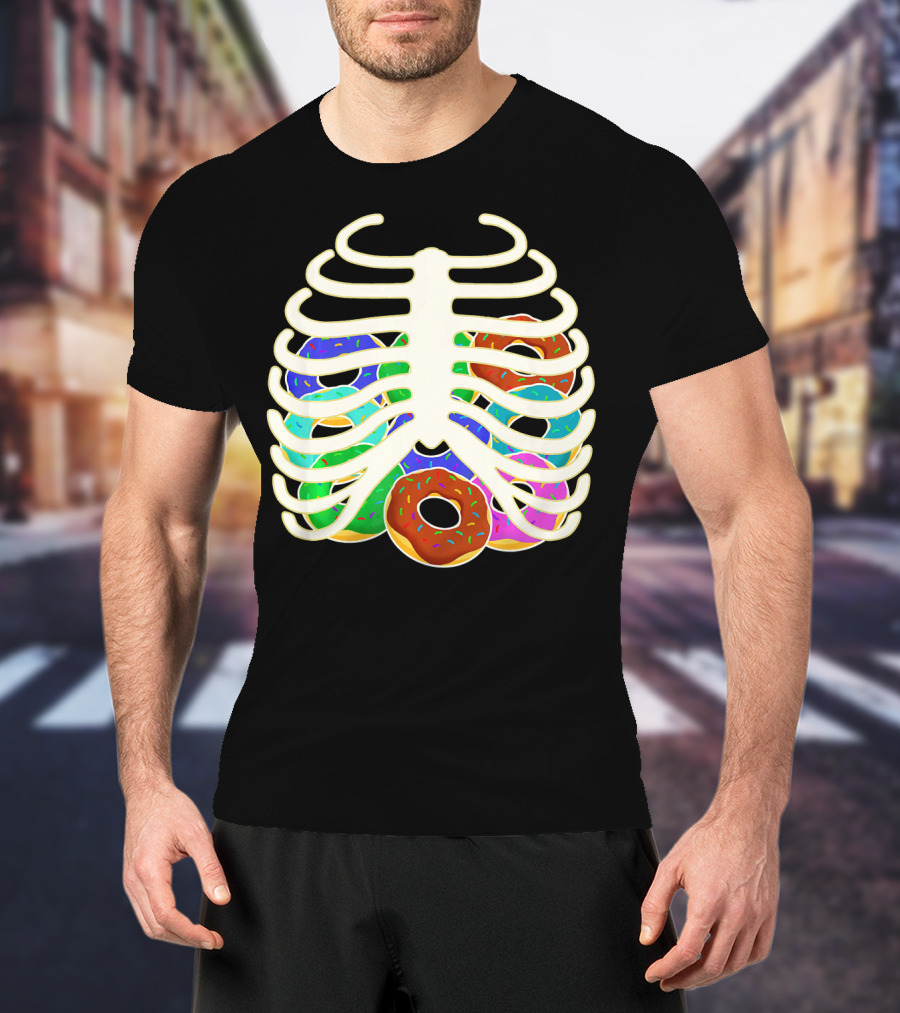 Halloween Food Costume Rib Cage Skeleton Donuts T-Shirt