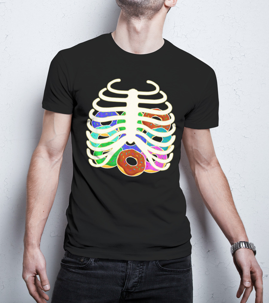 Halloween Food Costume Rib Cage Skeleton Donuts T-Shirt