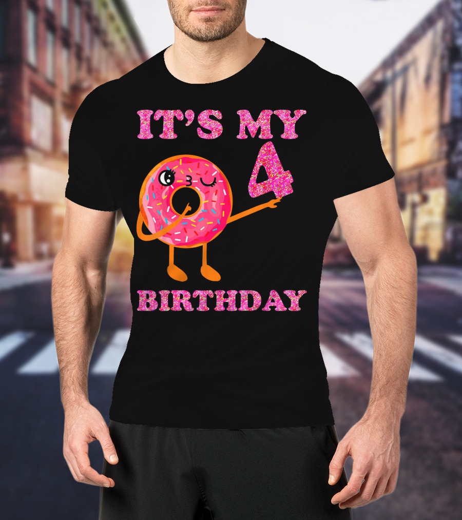 It's My 4 Birthday Fun Kids Sweet Donut T-Shirt