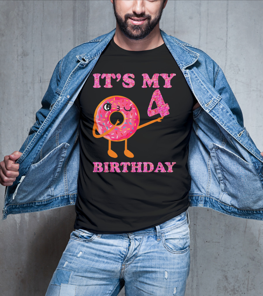 It's My 4 Birthday Fun Kids Sweet Donut T-Shirt
