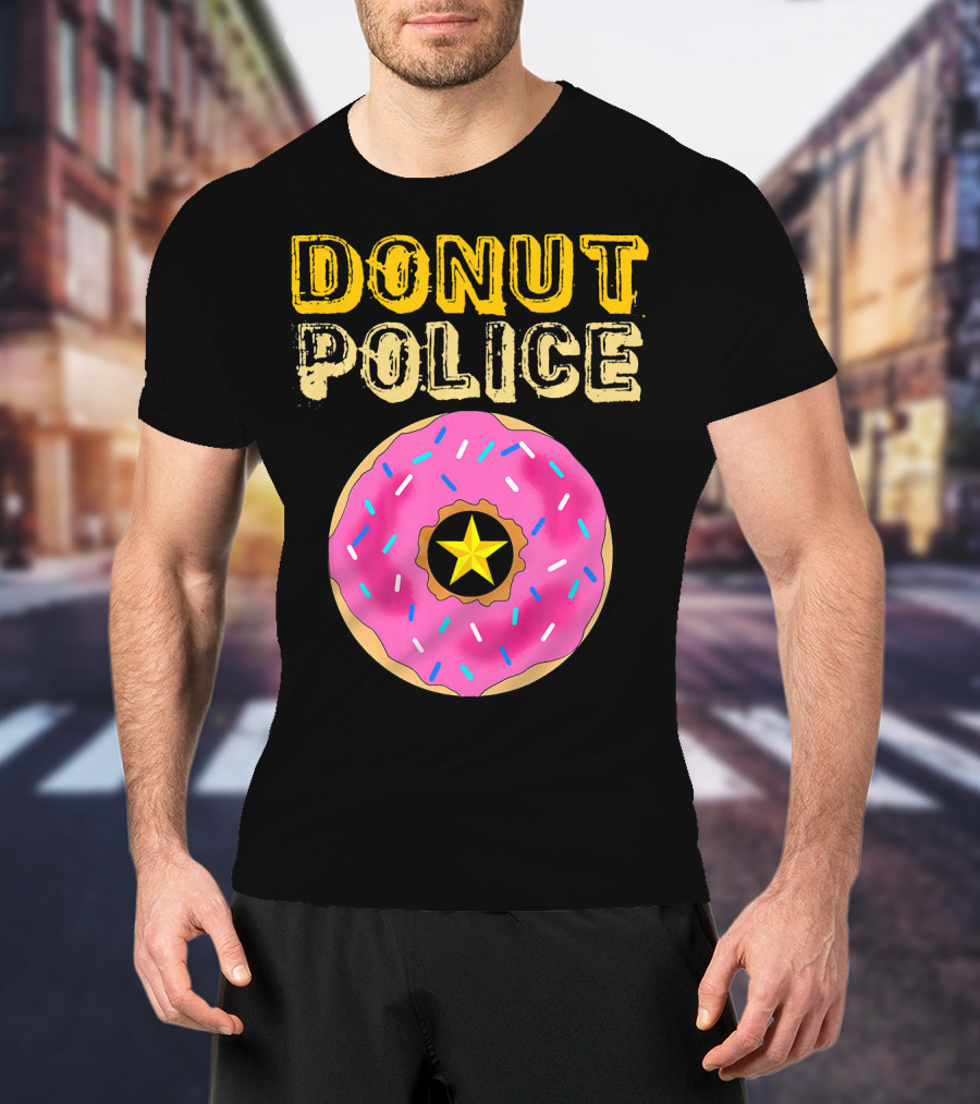 Donut Police Funny Doughnut Lovers And Pink Sprinkled Star Badge T-Shirt