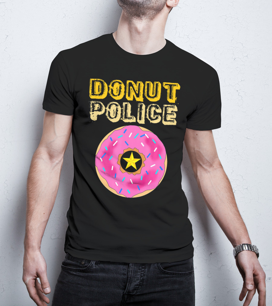 Donut Police Funny Doughnut Lovers And Pink Sprinkled Star Badge T-Shirt