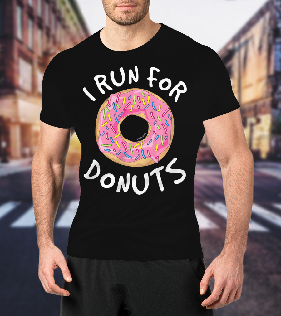 I Run For Donuts Funny Donut Illustration With Sprinkles T-Shirt