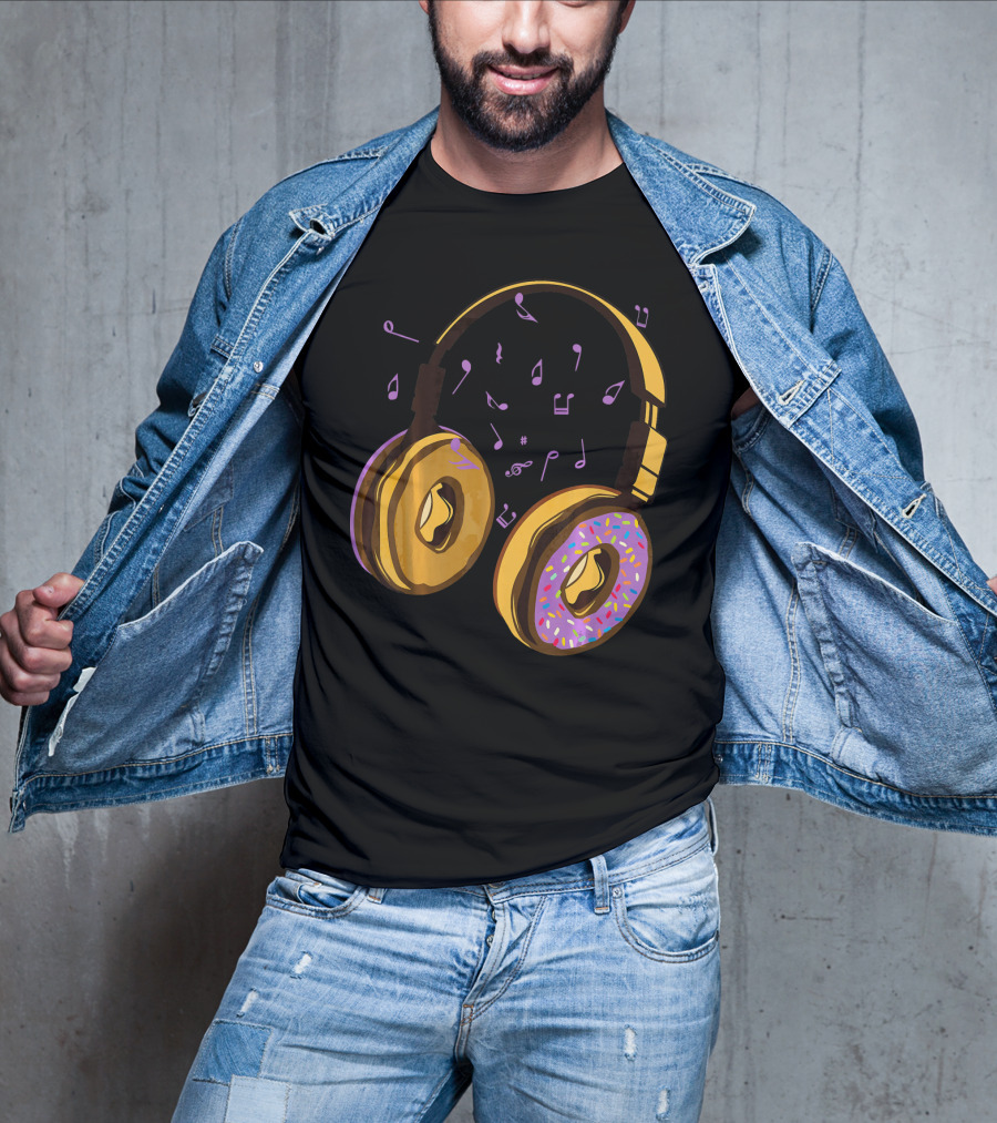 Headphones Donuts With Music Notes Fun T-Shirt