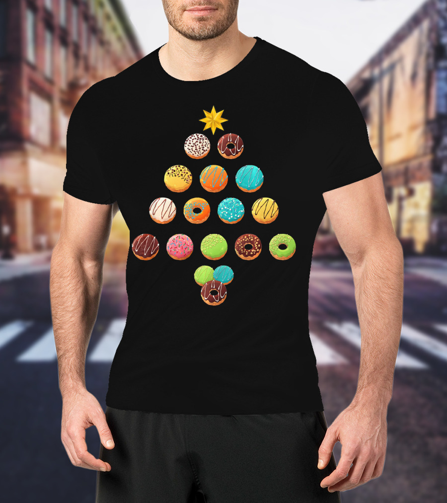 Funny Donut Lover Christmas Tree T-Shirt
