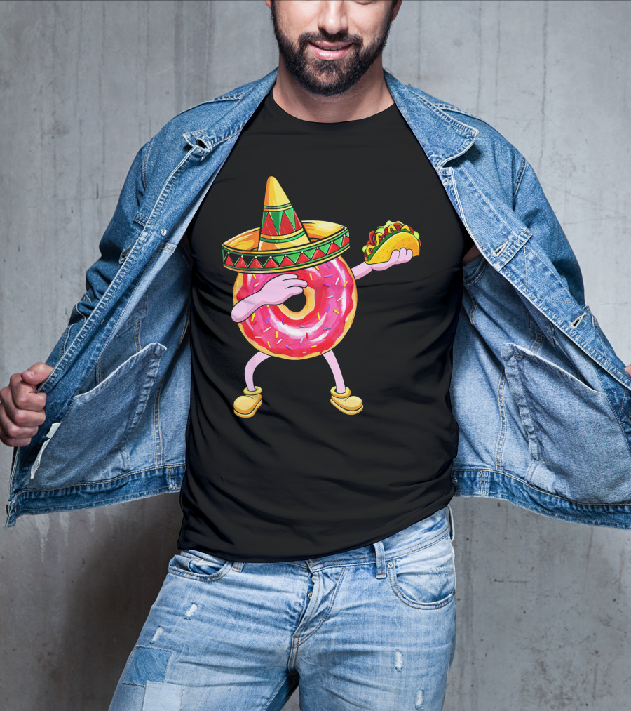 Fun Cinco De Mayo Dabbing Donut Sombrero Taco Party T-Shirt
