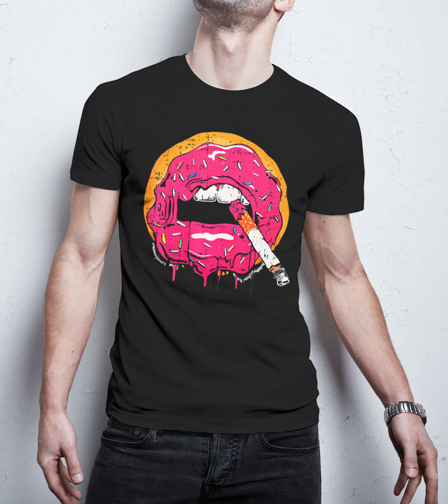 Donut Lips Cigarette Cool Sweet Doughnut T-Shirt