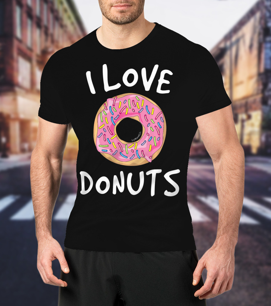 I Love Donuts Pink Sprinkles Funny Donut T-Shirt