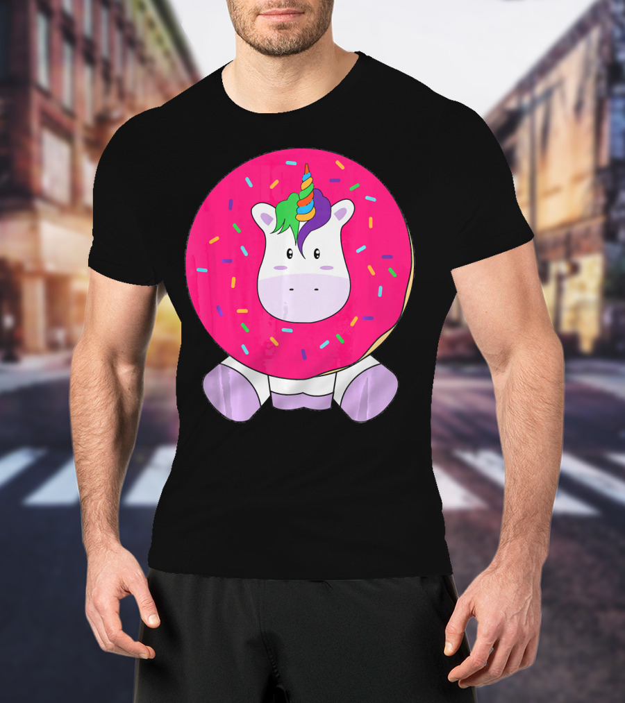 Kawaii Unicorn Donut With Sprinkles Cute Girly T-Shirt