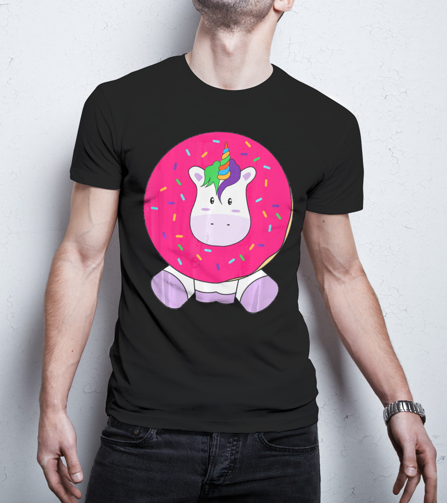 Kawaii Unicorn Donut With Sprinkles Cute Girly T-Shirt