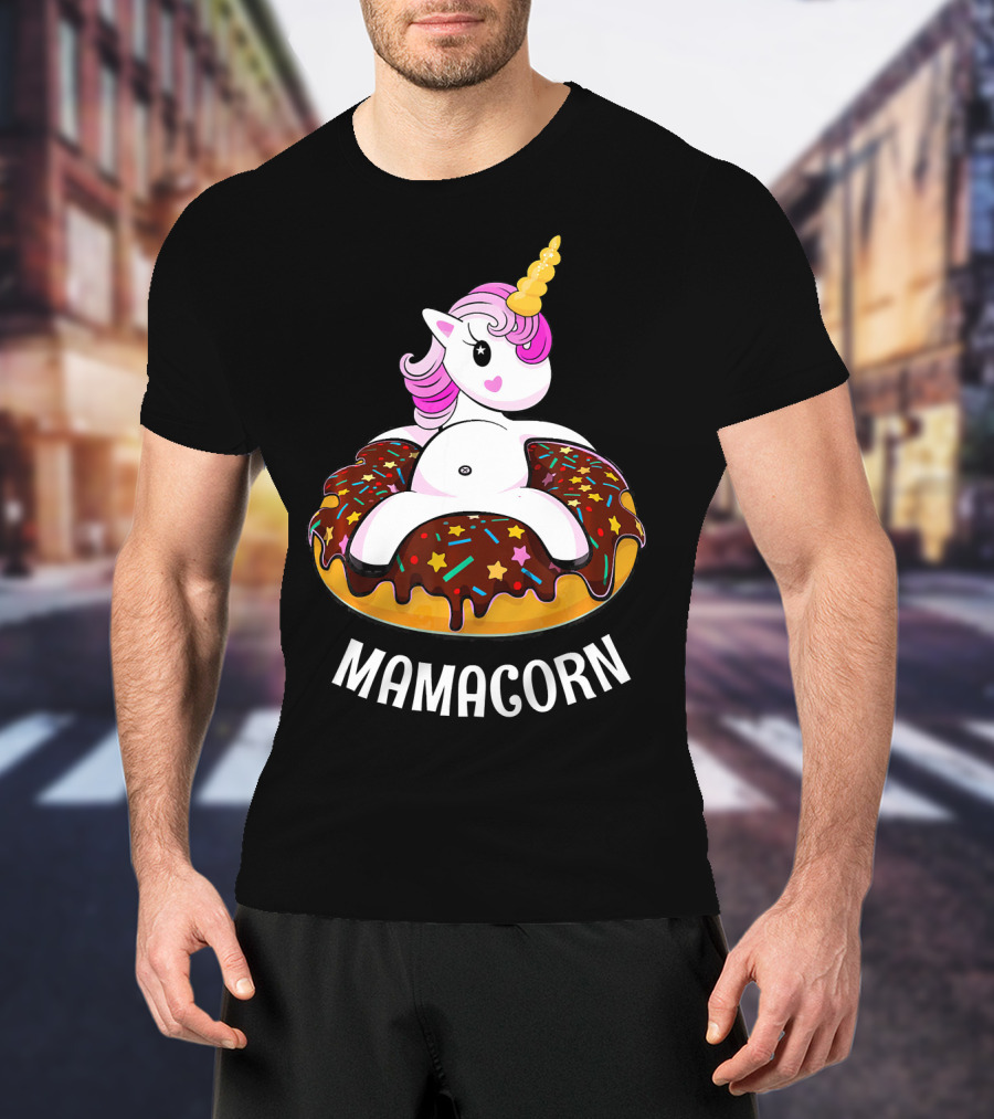Mamacorn Unicorn Donut With Sprinkles And Stars T-Shirt