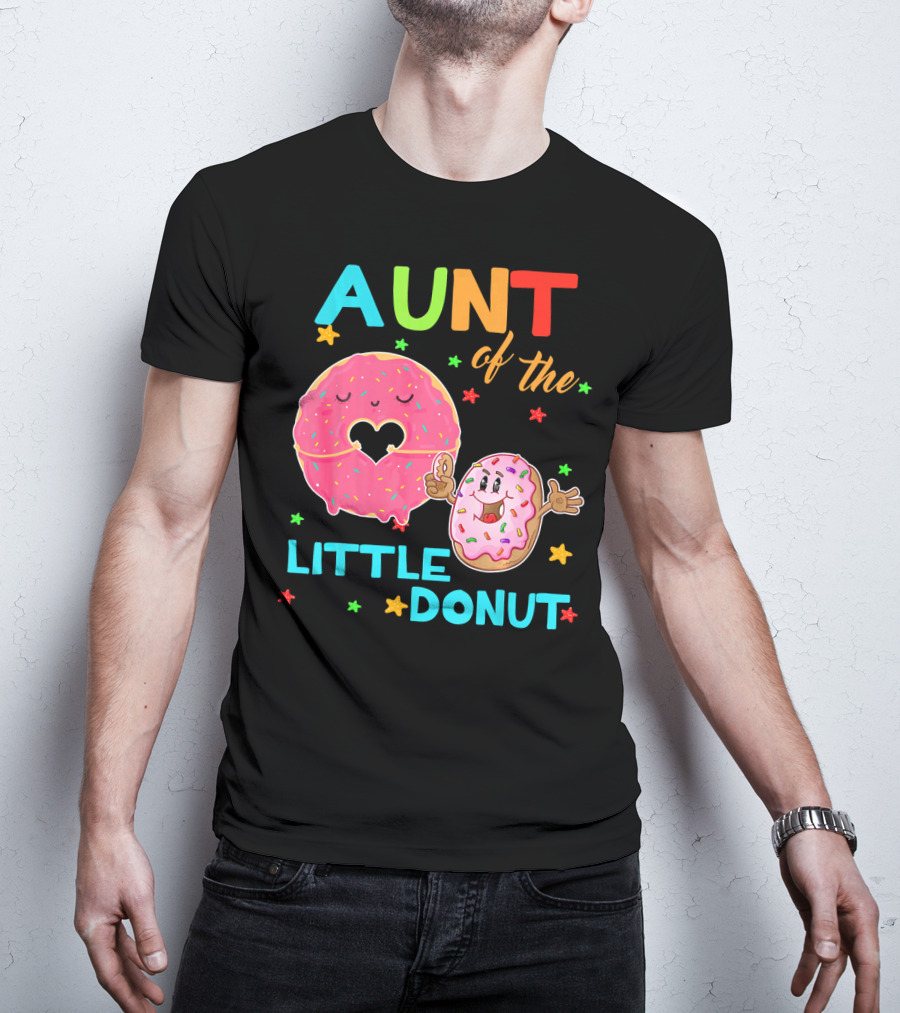 Aunt Of The Little Donut Birthday Colorful Star Sprinkles T-Shirt