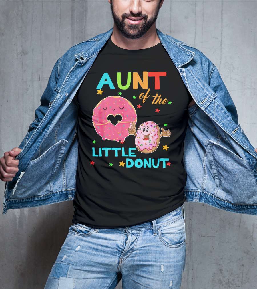 Aunt Of The Little Donut Birthday Colorful Star Sprinkles T-Shirt