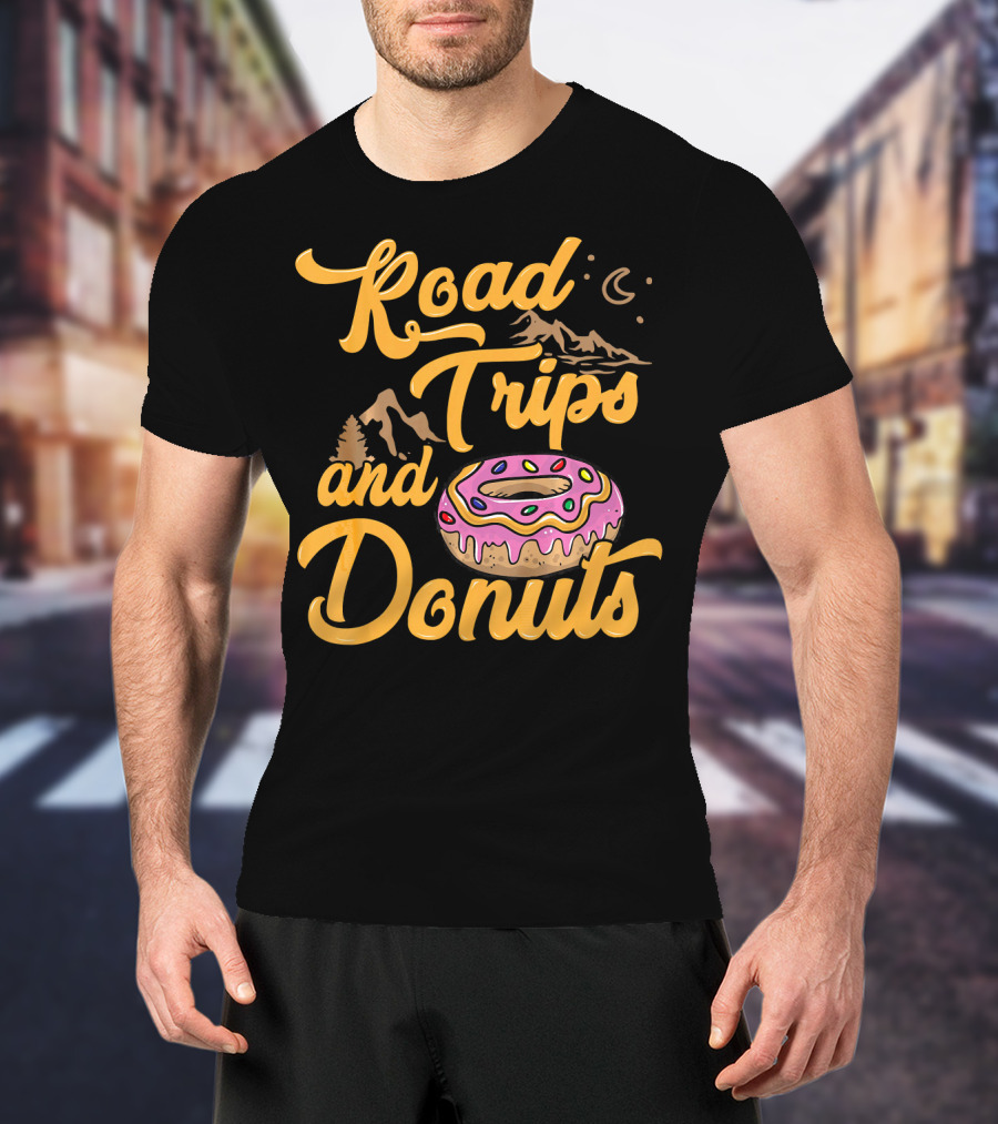 Road Trips And Donuts Mountain Night Moon T-Shirt