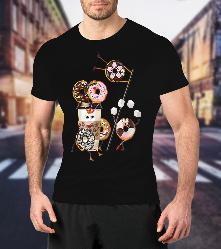 Donut Glazed And Confused Funny Donut Coffee Party With Juggling Donuts T-Shirt