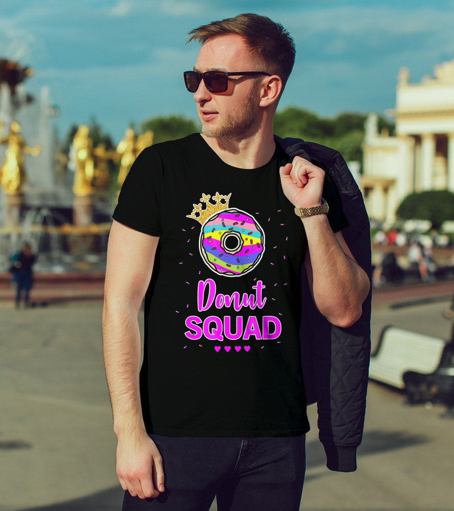 Donut Squad Birthday Girl With Crown And Hearts T-Shirt