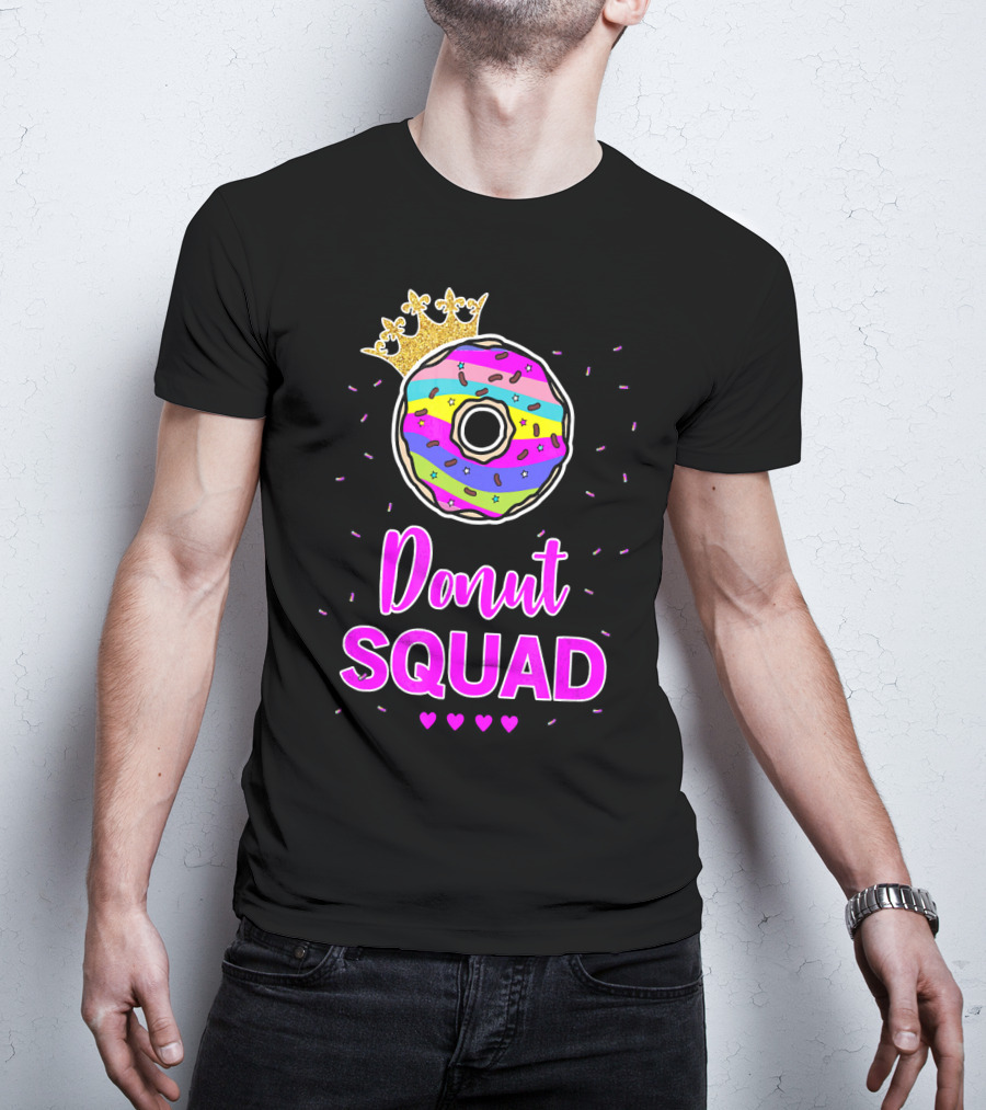 Donut Squad Birthday Girl With Crown And Hearts T-Shirt