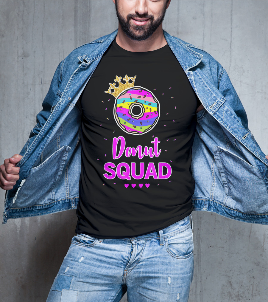 Donut Squad Birthday Girl With Crown And Hearts T-Shirt