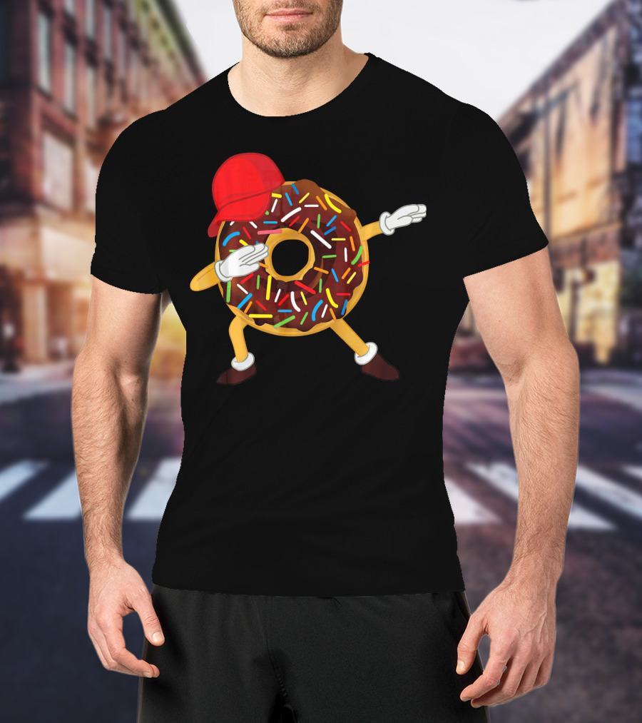 Dabbing Chocolate Sprinkles Donut With Red Hat T-Shirt