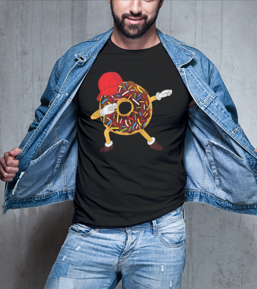 Dabbing Chocolate Sprinkles Donut With Red Hat T-Shirt
