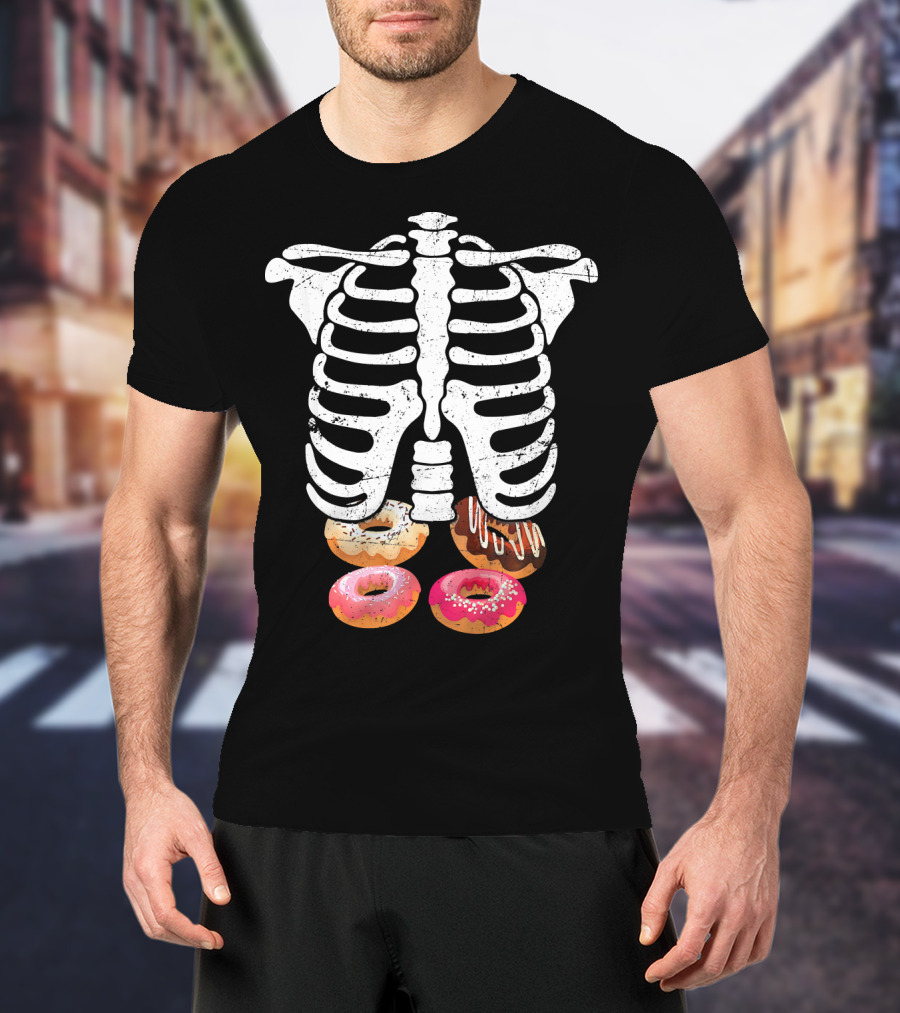 Skeleton Pregnancy Donut X Ray Ribcage Treats T-Shirt