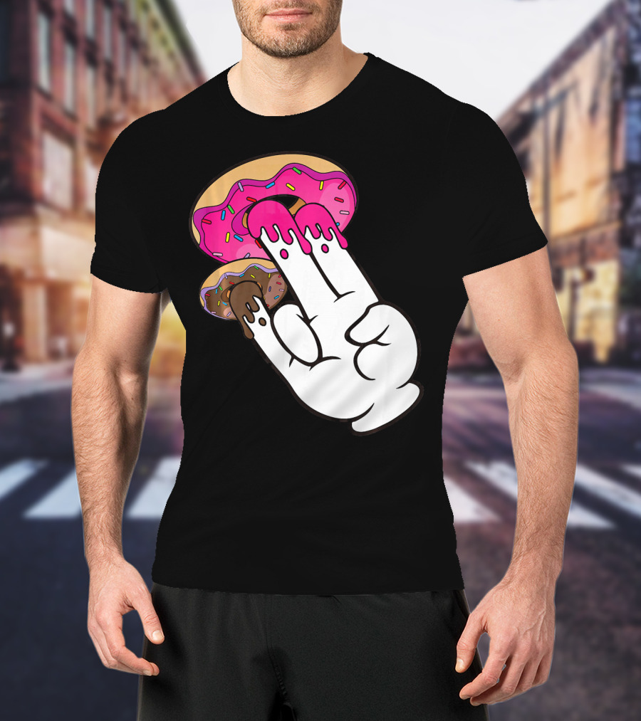 Funny Donuts With The Shocker Hand Gesture And Sprinkled Frosting T-Shirt