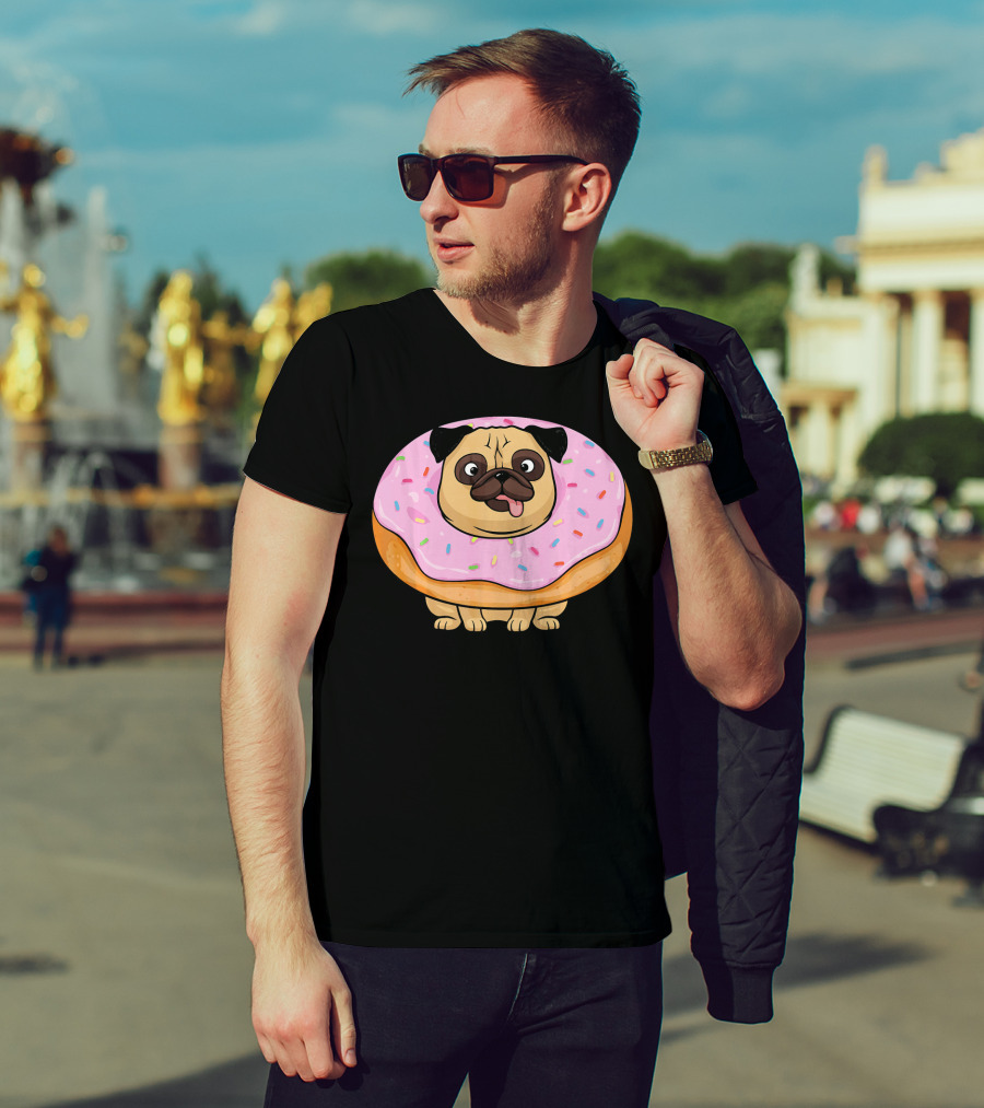 Cute Doughnut Pug Wearing A Donut Costume Sprinkles T-Shirt
