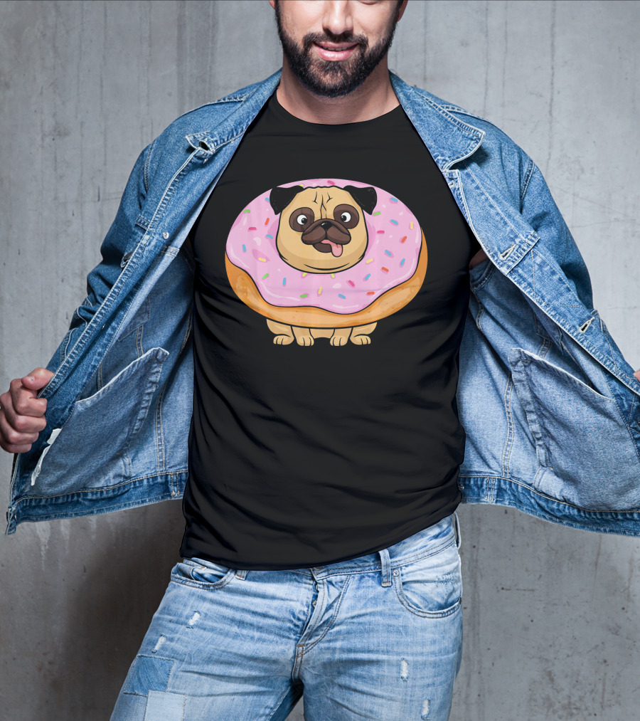 Cute Doughnut Pug Wearing A Donut Costume Sprinkles T-Shirt
