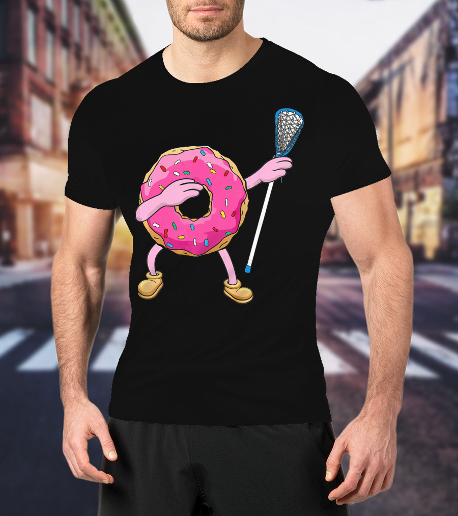 Dabbing Donut Playing Lacrosse With Sprinkles T-Shirt