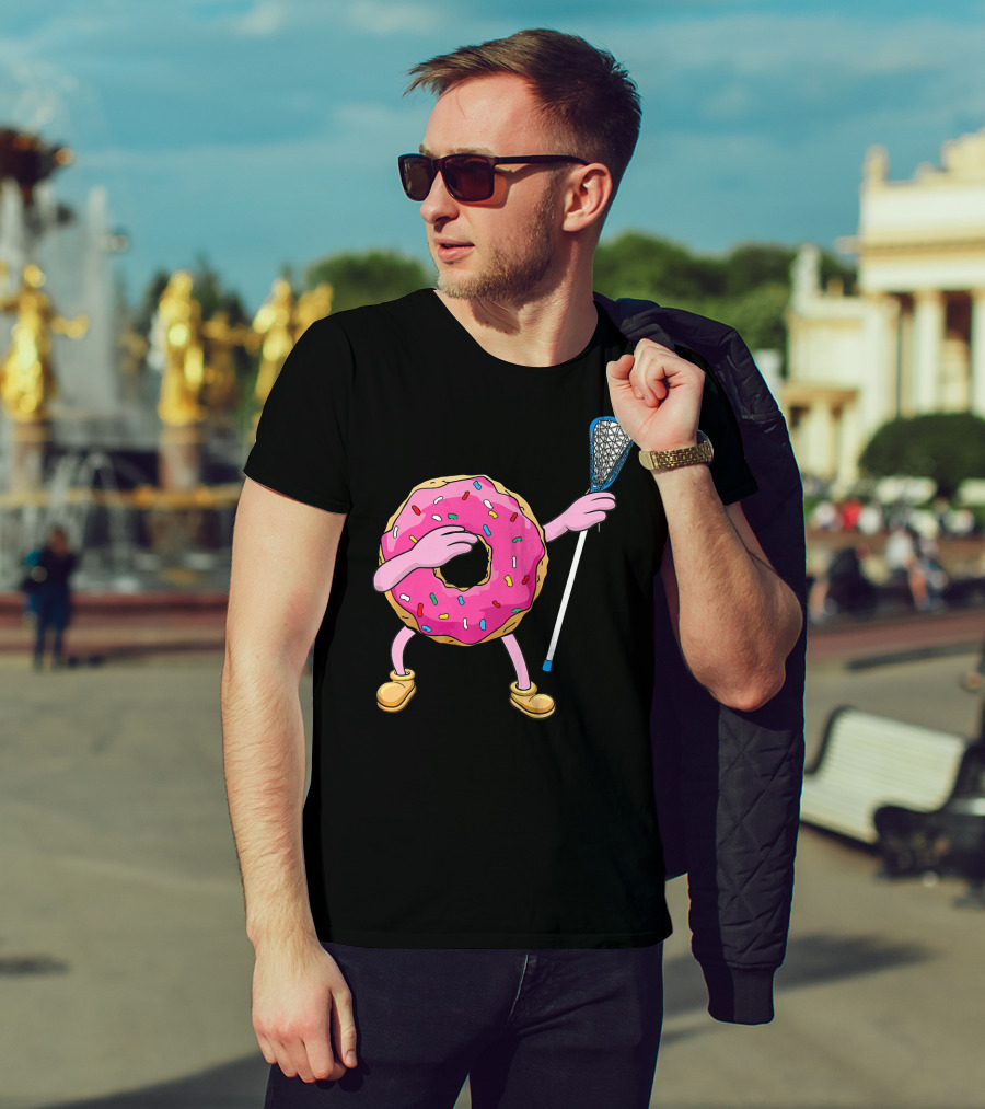 Dabbing Donut Playing Lacrosse With Sprinkles T-Shirt