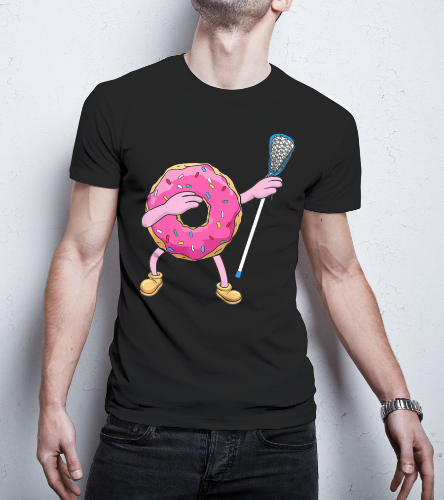 Dabbing Donut Playing Lacrosse With Sprinkles T-Shirt