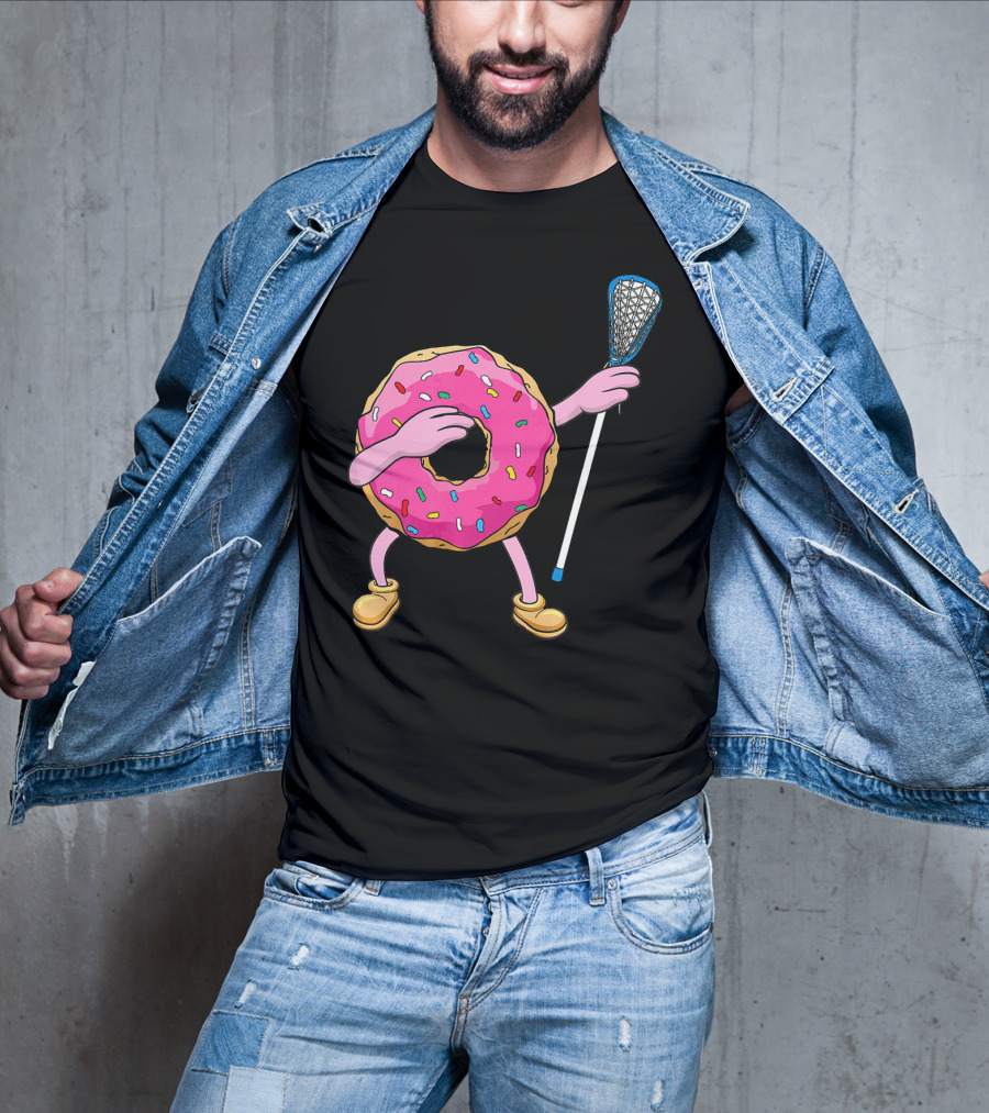Dabbing Donut Playing Lacrosse With Sprinkles T-Shirt