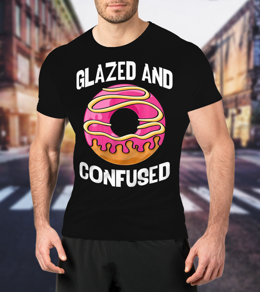 Glazed And Confused Pink Donut With Dripping Icing T-Shirt