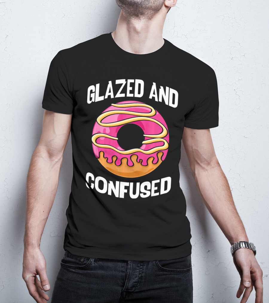 Glazed And Confused Pink Donut With Dripping Icing T-Shirt