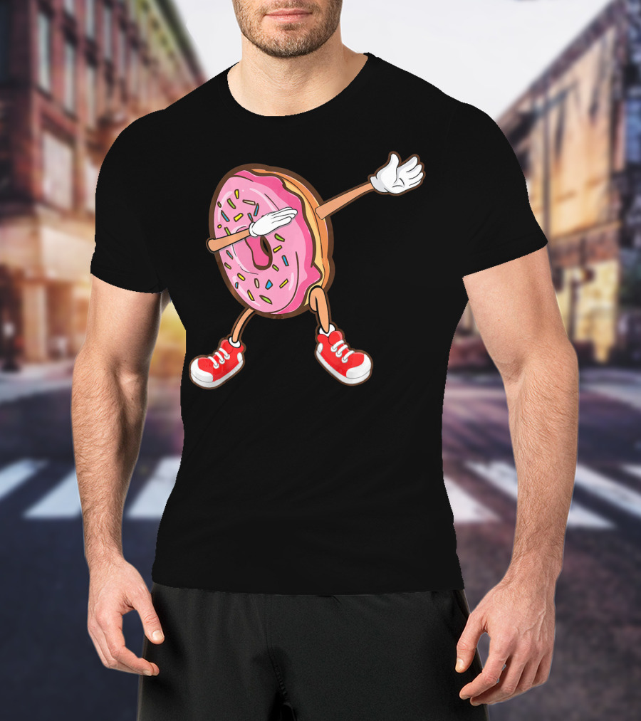 Dabbing Strawberry Frosted Donut With Sprinkles And Red Sneakers T-Shirt